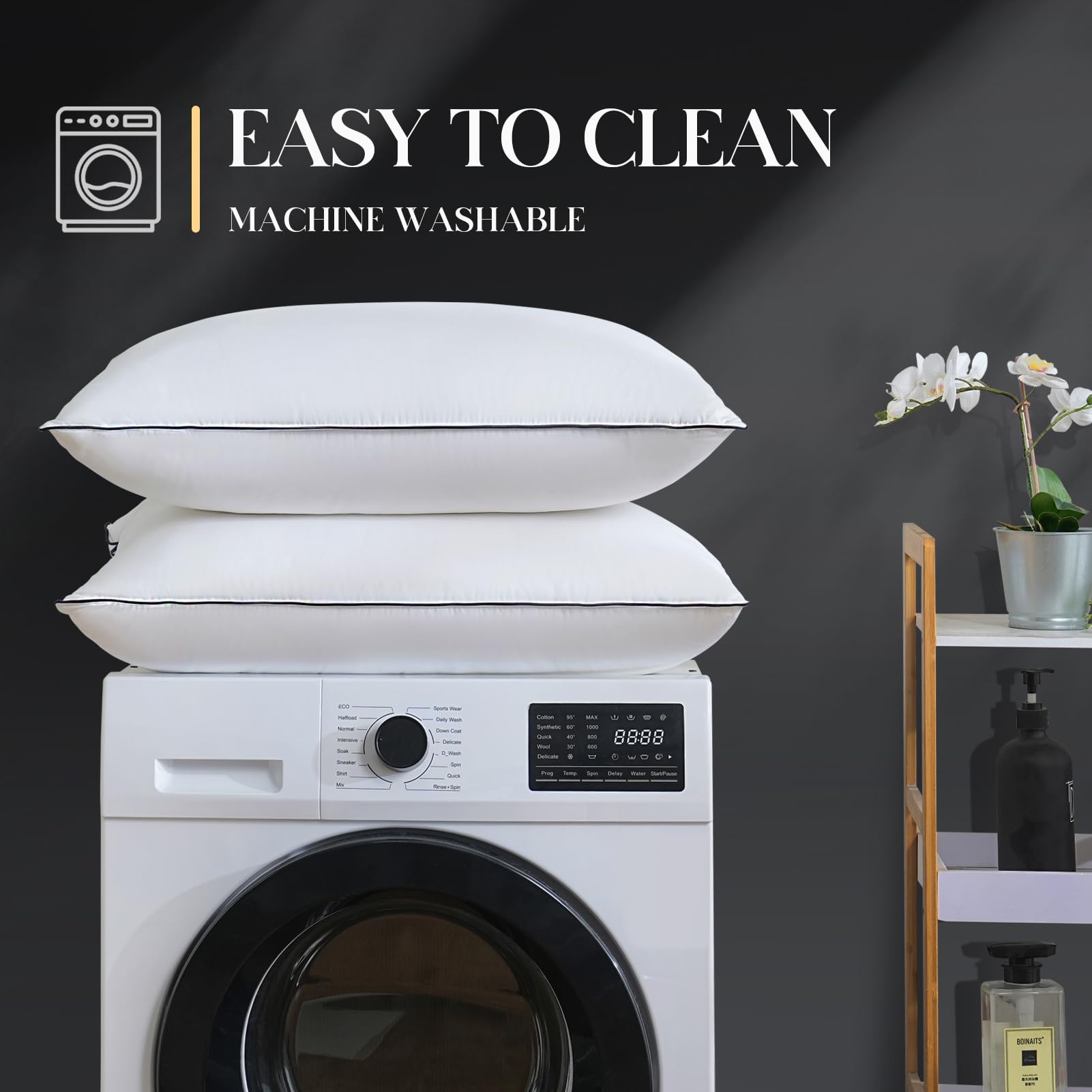 Yalamila Luxurious Goose Down Bed Pillows King Size Set of 2, Hotel Collection Pillows Designed for Deep Sleep, Soft and Supportive Filling for Side, Back Sleepers 20" x 36" - Medaid International