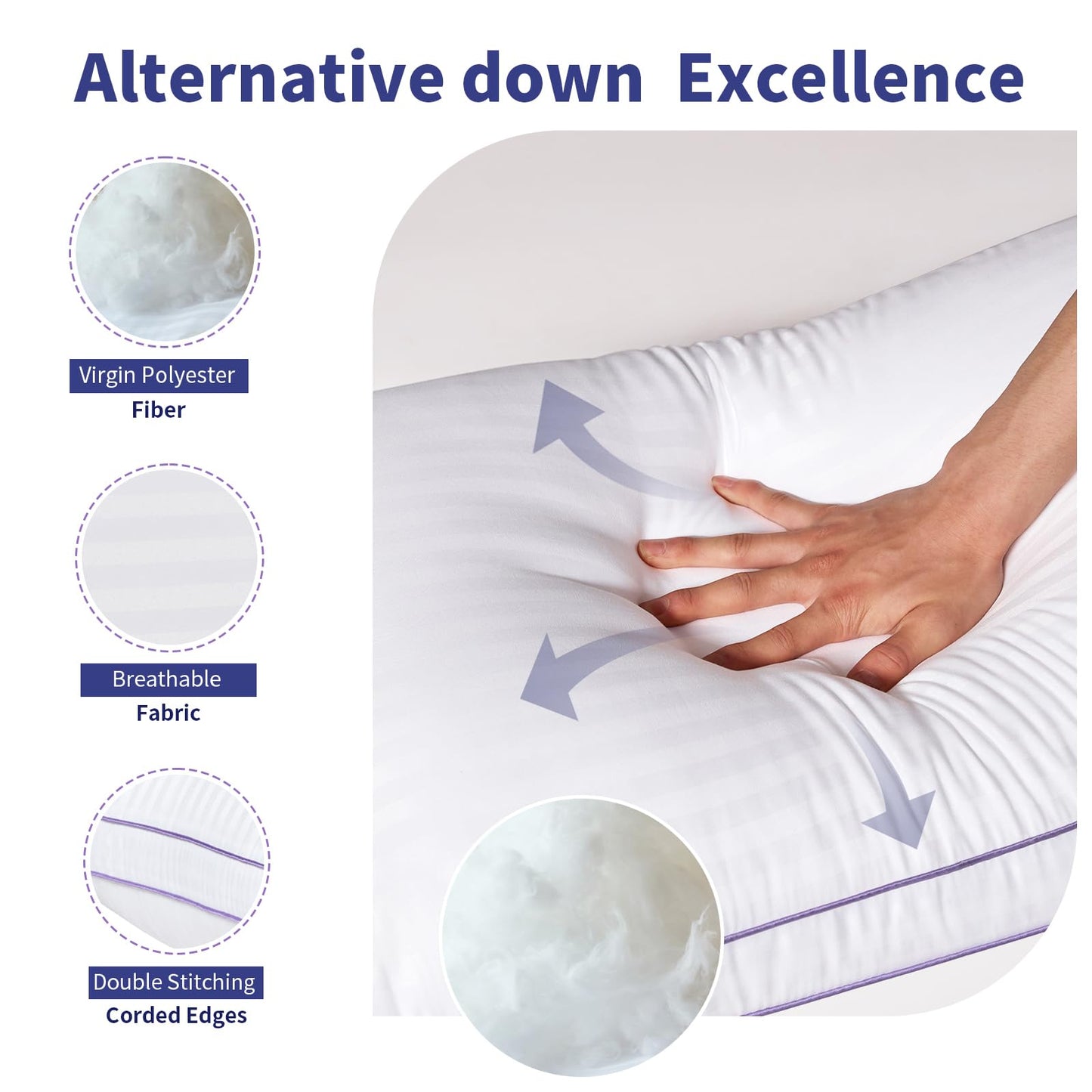 SLEEPDIARY King Size Pillows Set of 2,Hotel-Quality Bed Pillows with Zipper for Adjustable Loft, Machine Washable, Down Alternative Filling for Back, Side & Stomach Sleepers, White - Medaid International