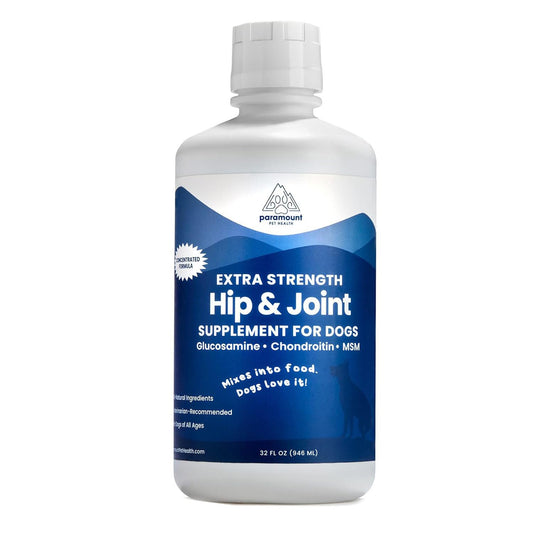 Paramount Pet Health Liquid Glucosamine for Dogs, Hip & Joint Supplement with Chondroitin & MSM, 32 oz Mobility Support for Large Dogs, Human-Grade Joint Care Made in GMP & FDA Registered Facility