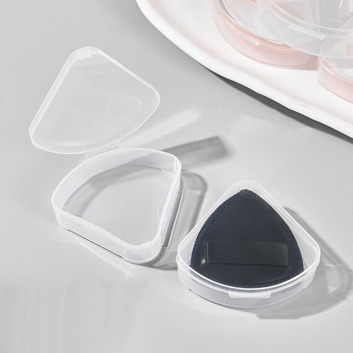 6Pcs Portable Triangle Powder Puff Cases Only Makeup Sponge Holder Powder Puff Protective Storage Box Makeup Puff Travel Case Container Travel Beauty Blender Holder, Clear - Medaid International