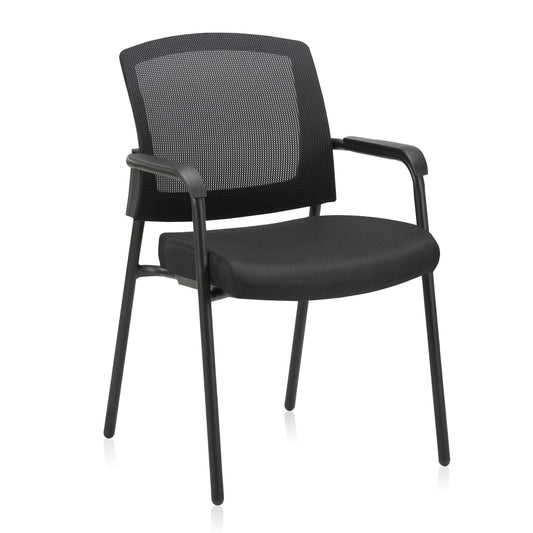 CLATINA Office Reception Guest Chair Mesh Back Stacking with Ergonomic Lumbar Support and Thickened Seat Cushion for Waiting Conference Room Black - Medaid International