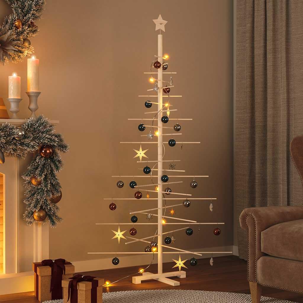 vidaXL Christmas Tree, Wooden Christmas Tree for Decoration, Small Christmas Tree with Stand for Xmas Holiday, Modern Style, Solid Wood Pine - Medaid International