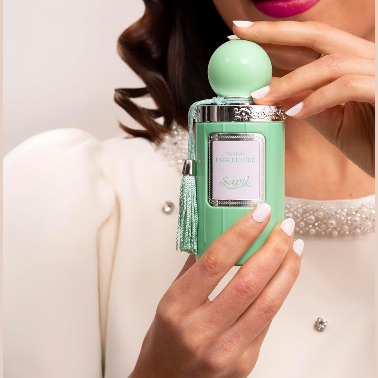 Sapil Yummy Pistachio Oud Unisex Eau De Parfum - Long-Lasting Arabic Perfume with Creamy Hazelnut, Vanilla & Woody Floral Notes - Sweet Dubai Gourmand Fragrance for Men & Women - 3.38 oz - Medaid International