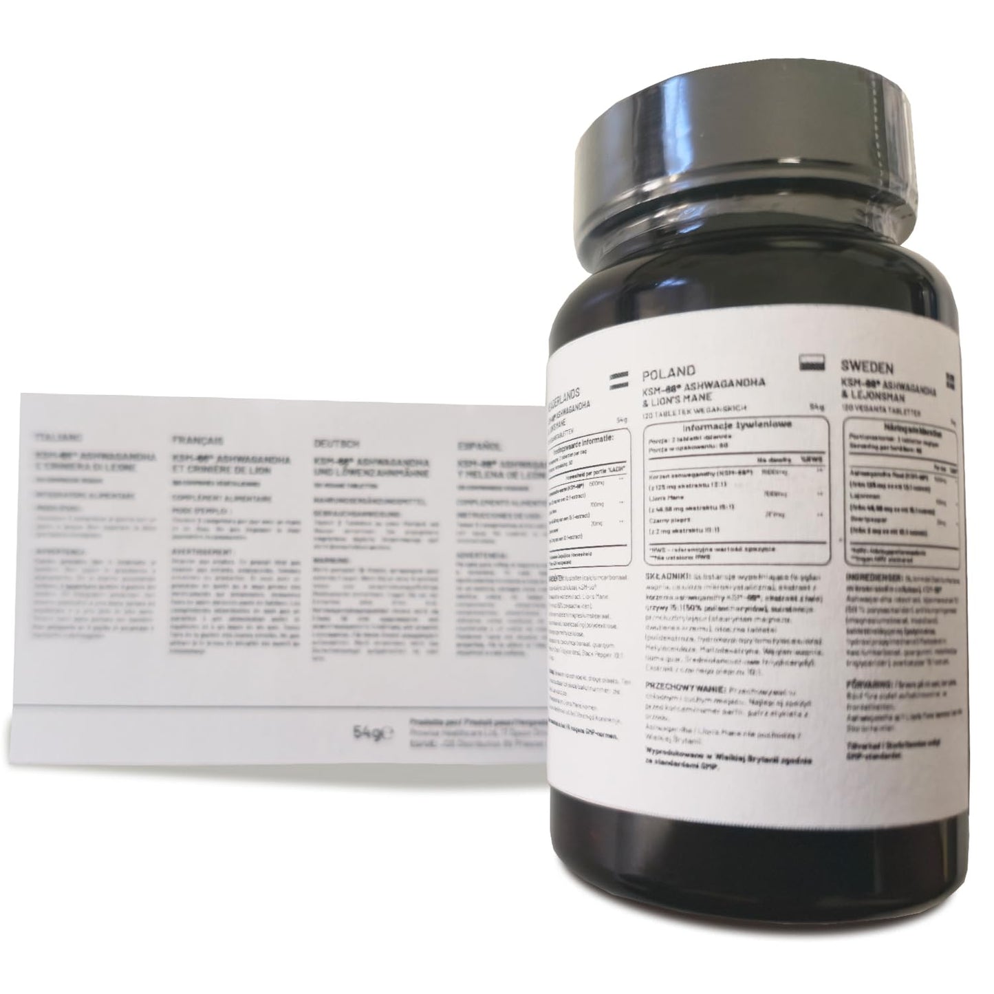 KSM-66 Ashwagandha and Lions Mane Tablets - High Strength 2200mg | KSM-66 Ashwagandha Root Extract and Lions Mane Mushroom Extract - 120 Vegan Tablets with Black Pepper - UK Made by Prowise - Medaid International