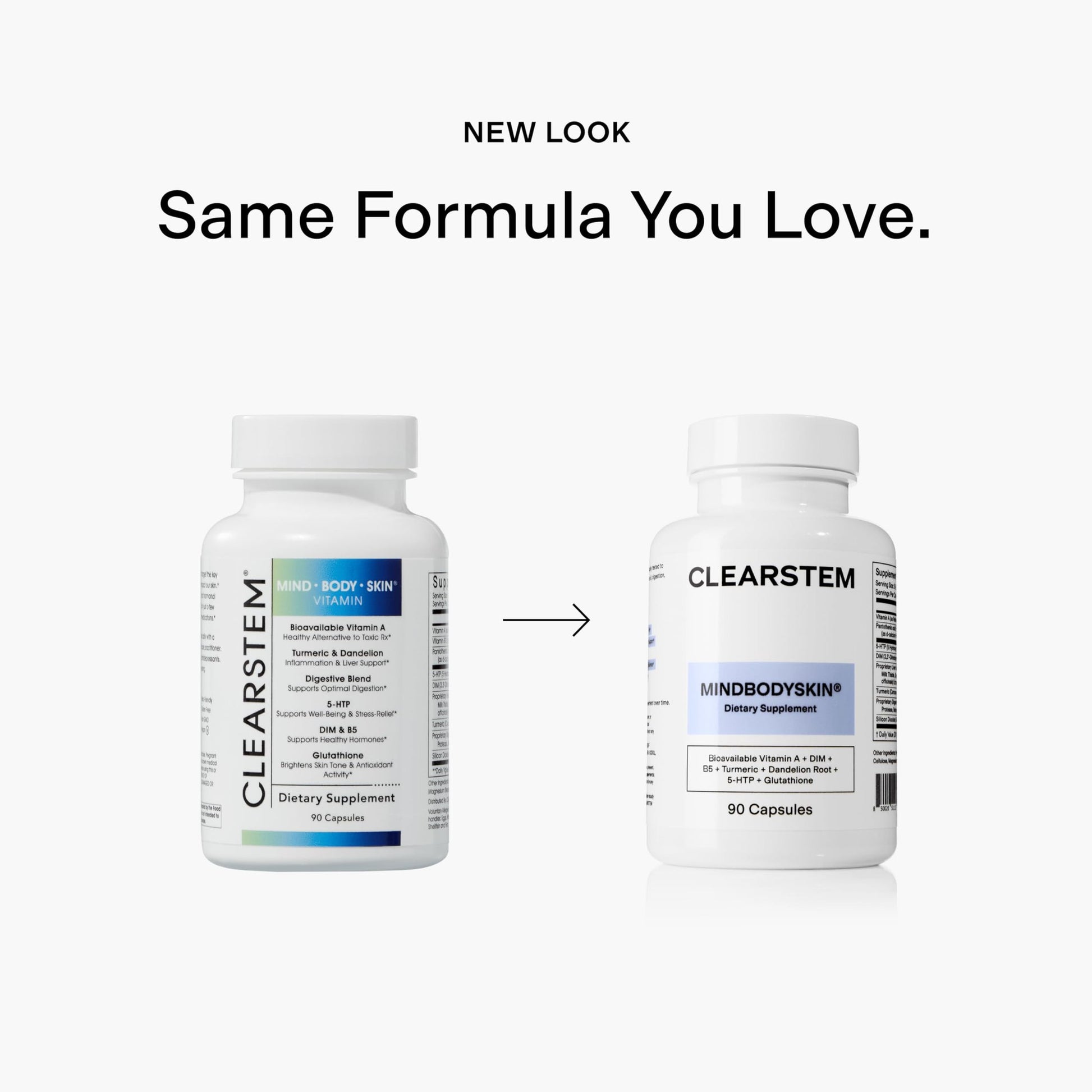 CLEARSTEM - MINDBODYSKIN Hormonal Acne Supplement (5-HTP) - Natural DIM Supplement - Skin Care Vitamins - Hormone Balance, Antioxidants - Gluten Free, Cruelty Free - 30 Servings, 90 Capsules - Medaid International