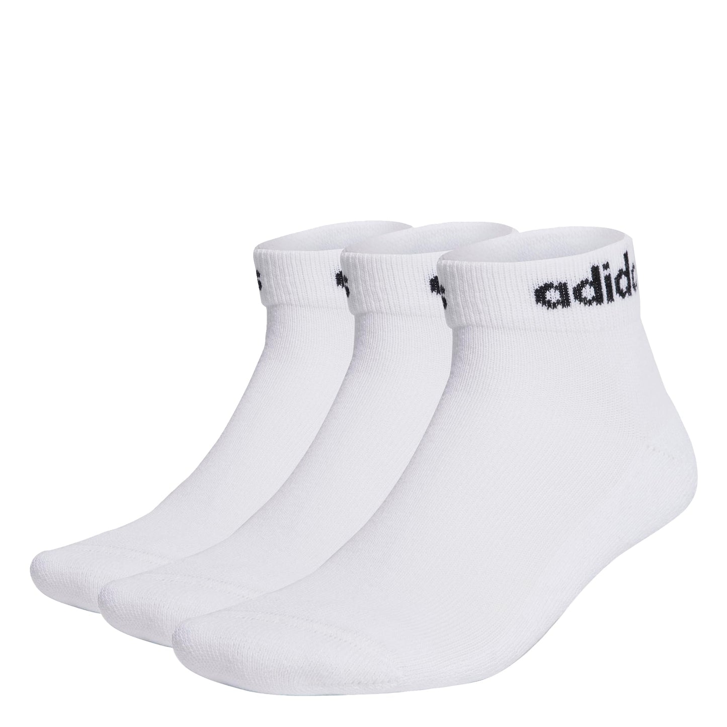 adidas Unisex Linear Ankle Cushioned Socks 3 Pairs Socks, White/Black, Large - Medaid International