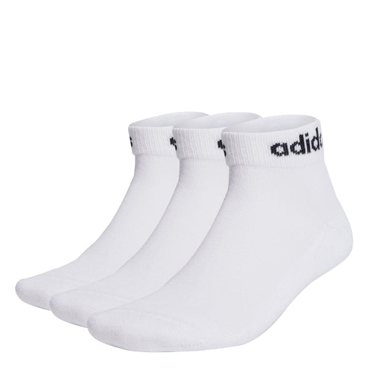 adidas Unisex Linear Ankle Cushioned Socks 3 Pairs Socks, White/Black, Large - Medaid International