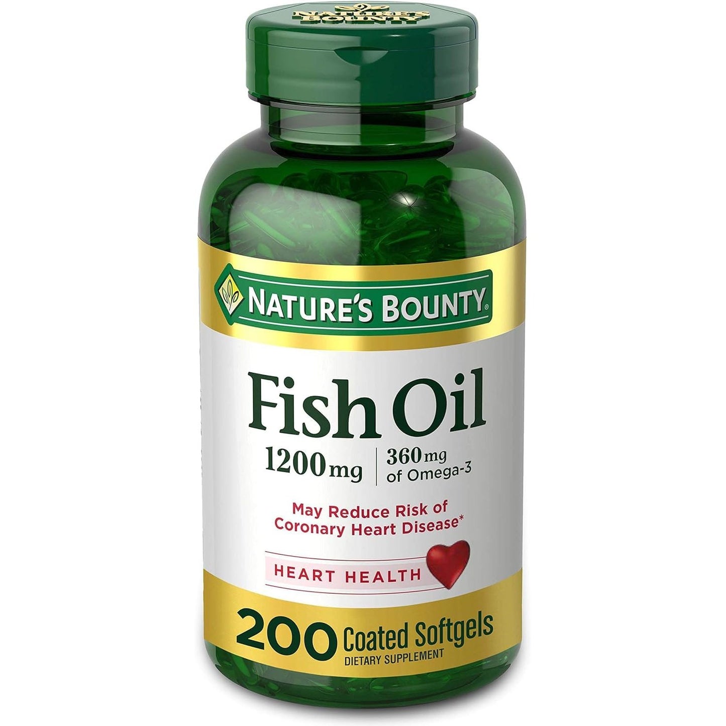 FIsh Oil by Nature's Bounty, Dietary Supplement, Omega 3. Supports Heart Health, 1200 Mg, 200 Rapid Release Softgels - Medaid International