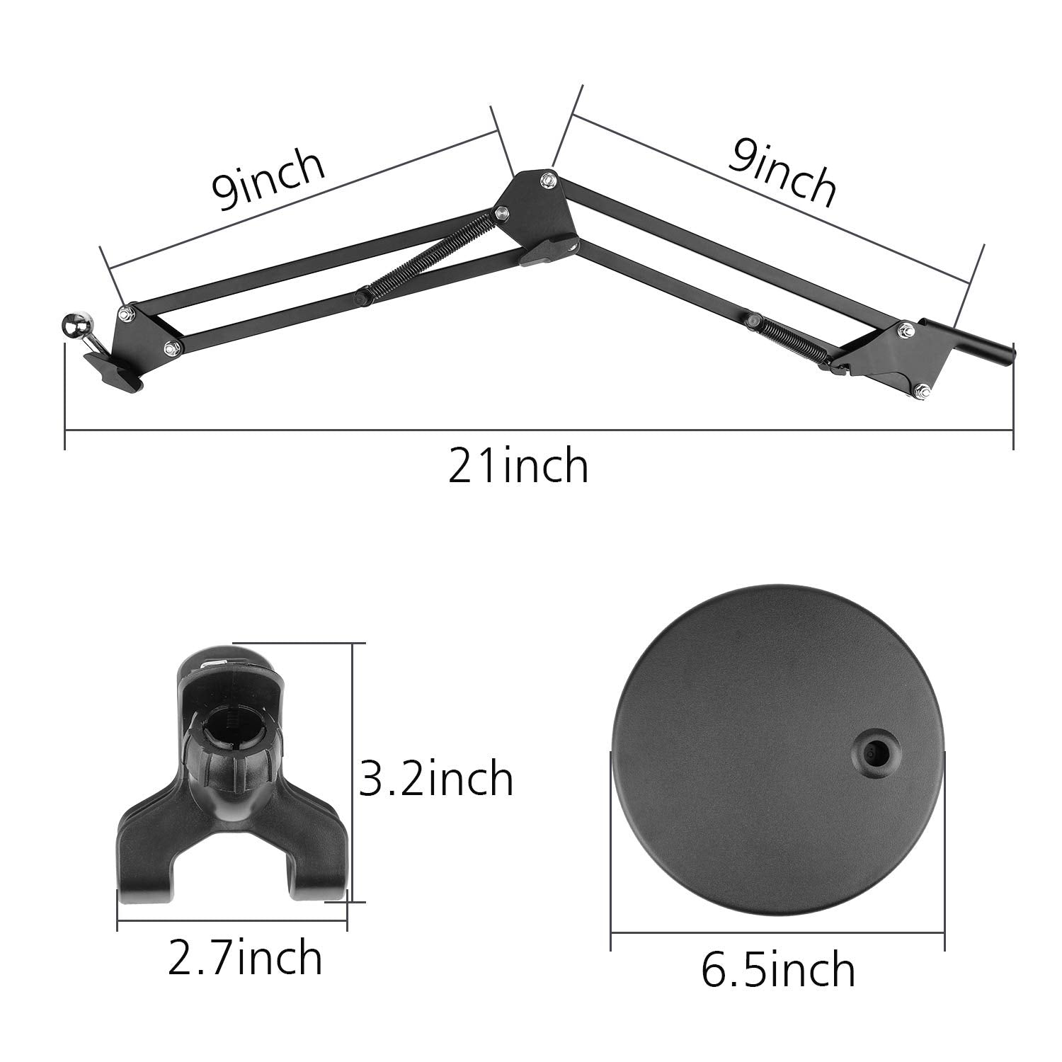 Chromlives Overhead Phone Mount - Articulating Arm Stand with Base, 360 Adjustable Phone & Tablet Holder - Medaid International