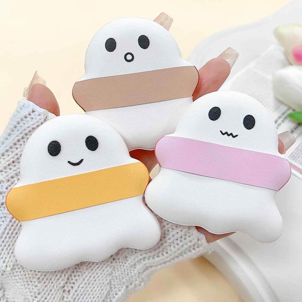 2PCS Mini Ghost Finger Makeup Sponge Cute Sponges Blender Powder Puff Cosmetic Foundation Air Cushion Blush Puffs,yellow - Medaid International