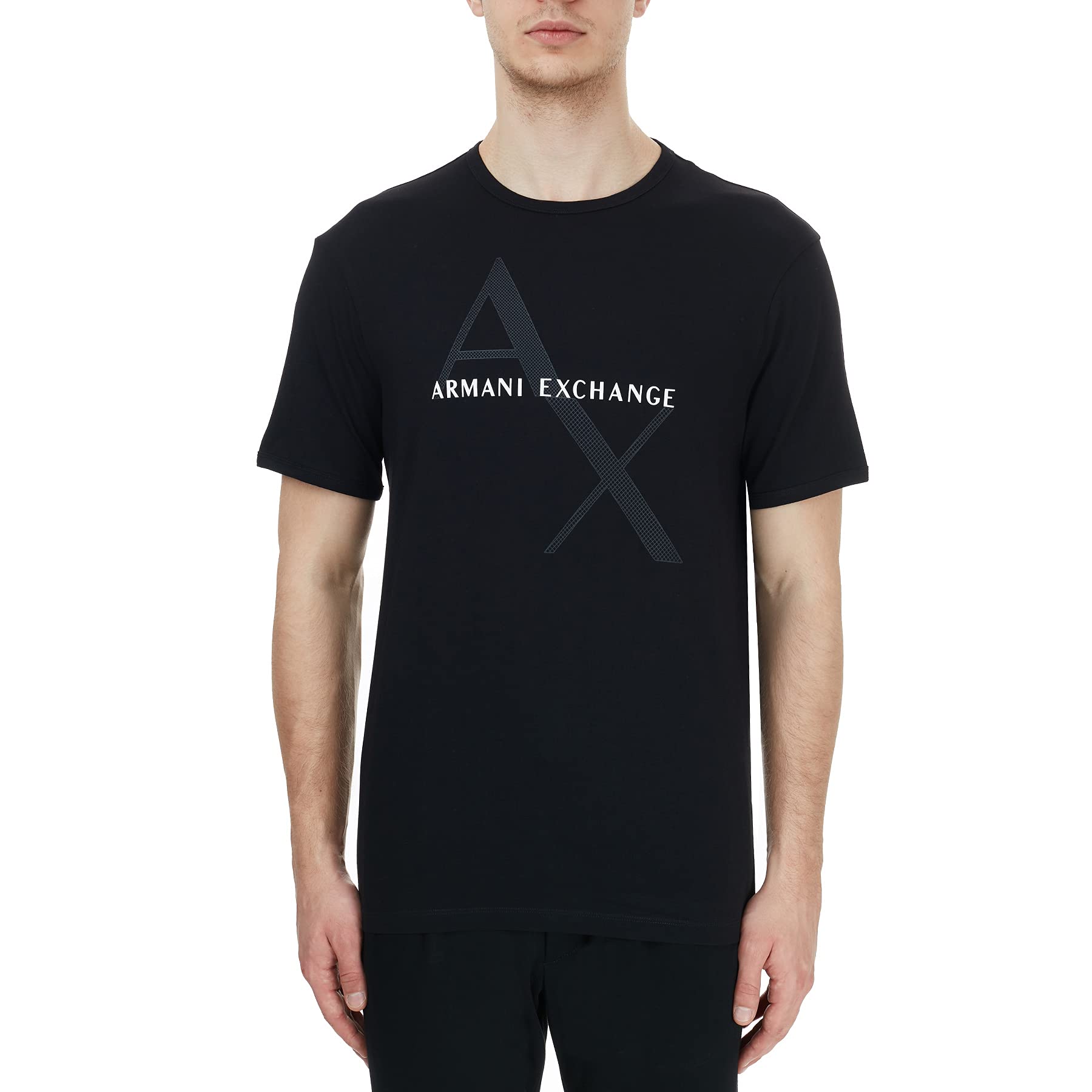 Armani Exchange Men's Crew Neck Logo Tee T Shirt, Black, Large - Medaid International