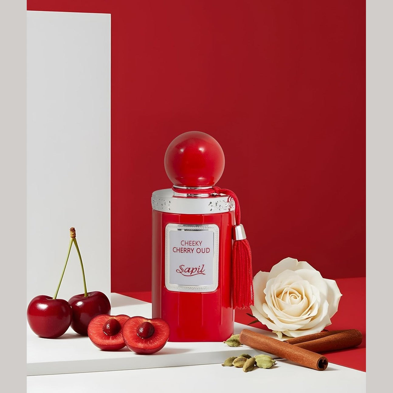 Sapil Cheeky Cheery Oud Unisex Eau De Parfum - Spicy Cherry & Rose Blend with Oud Twist - Long Lasting Niche Perfume for Men & Women - 3.38 oz - Medaid International