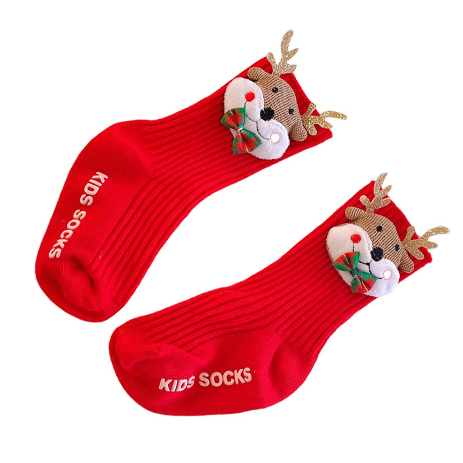 SISEY Christmas Socks for Kids Unisex Baby Toddler Kids Knitted Cotton Socks Winter Fun Socks Children Xmas Gift (Elk,2-4 T), 2-4T - Medaid International