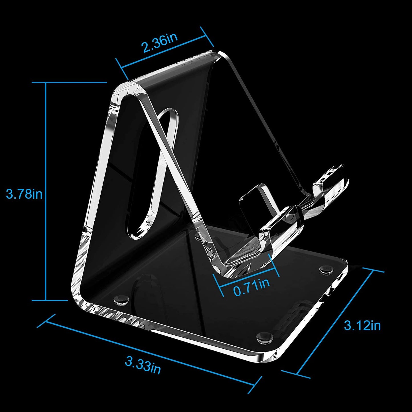 Crpich Acrylic Cell Phone Stand, Portable Clear Phone Stand for Desk, Compatible with Phone16 15 14 13 Pro Max Mini 12 11 Plus SE, Switch, Android Smartphone, Pad, Tablet, Desk Accessories - Medaid International