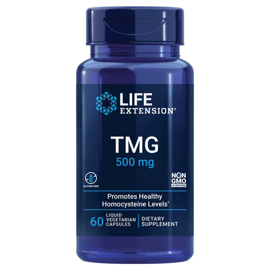 Life Extension TMG, trimethylglycine, Encourages Healthy homocysteine Levels, Non-GMO, Gluten-Free, Vegetarian, 60 Capsules - Medaid International