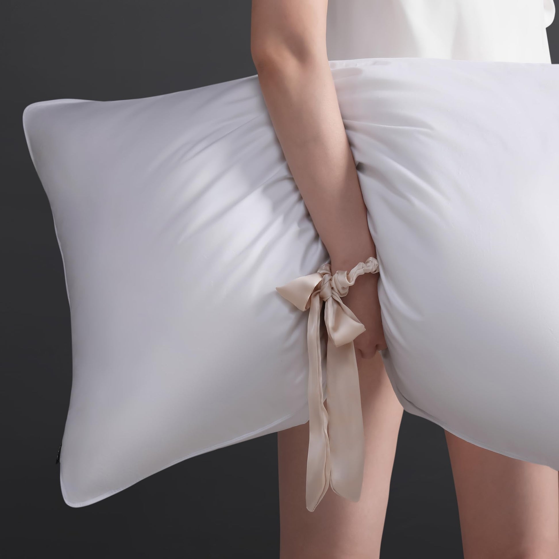 Luxury Feather Down Pillow Standard Size Set of 2 Pack, 100% Cotton Hotel Collection Bed Pillows for Sleeping, Down Surrounded Soft Medium Firm Pillows for Side Back Stomach Sleepers 20" x 26" - Medaid International