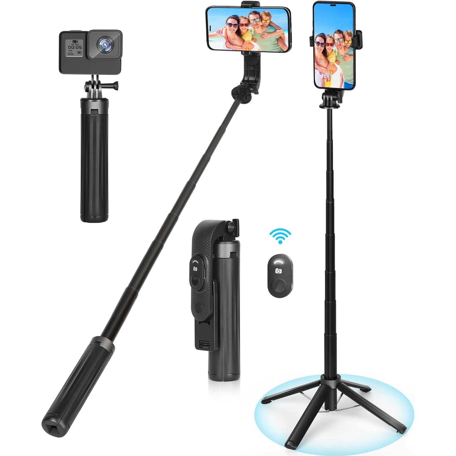 Eocean 102cm Selfie Tripod for Mobile, Mini iPhone Tripod Phone Tripod Stand for Travel, Small Mobile Stand for Video Recording, Selfie Stick with Remote - Medaid