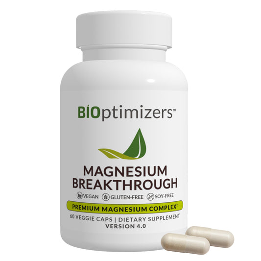 BIOptimizers Magnesium Breakthrough Complex Supplement with 7 Forms of Mg: Glycinate, Malate, Citrate, and More - Natural Support for Sleep and Cognitive Function - 60 Capsules- Calming Vitamins - Medaid International