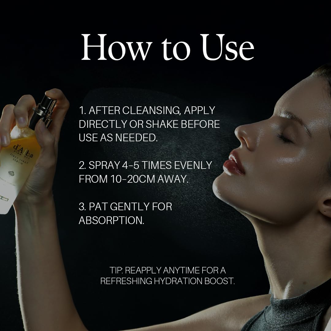 d'alba Piedmont Italian White Truffle First Spray Serum, Vegan Skin Care, Light-weight Face Moisturizer, Glow Serum for Radiant Skin, Non Comedogenic, All In One Mist, Korean Skin Care (3.38 fl oz.) - Medaid International