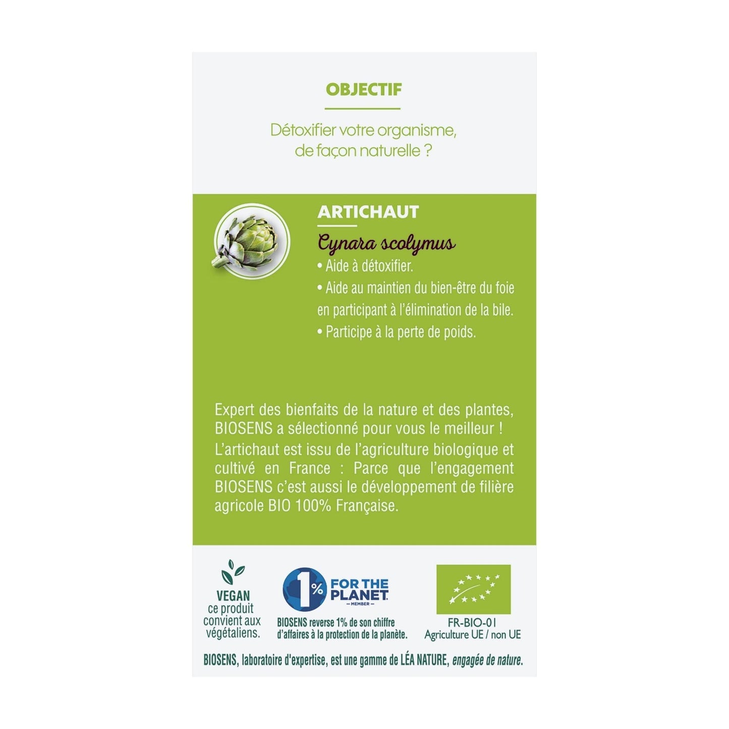 Biosens - Gélule végétale Artichaut détoxine - Amincissant, Détoxinant - Certifié Bio AB Vegan - Fabriqué en France - Programme de 16 jours - 48 gélules (Lot de 2) - Medaid International