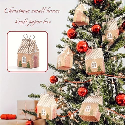 24PCS Christmas Cow Paper Boxes - Mini House Shaped Gift Bags | Party Favors, Wedding Favor Boxes | Winter Christmas New Year Gifts, Festive Essentials - Medaid International