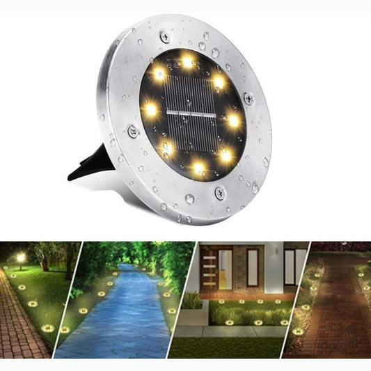 BrizLabs - Solar Ground Lights with 8 Bright LEDs, 600mAh Battery, 8-10 Hours Runtime