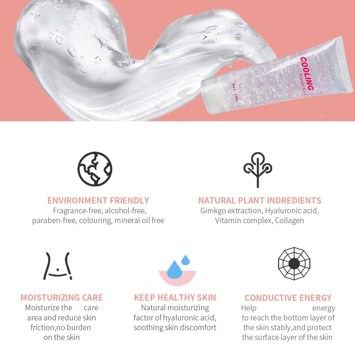 Cooling Gel for Women or Men Face Body Used with Laser Hair Deletion System and Machine Skin Lifting Tightening Device (10.58 Oz) - Medaid International