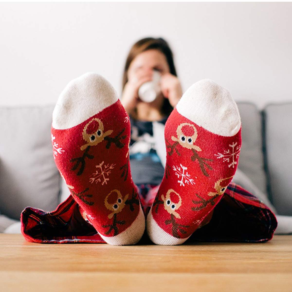 HSELL Womens Christmas Holiday Casual Socks 6 Pairs Colorful Fun Cotton Crew Socks for Novelty Gifts - Medaid International