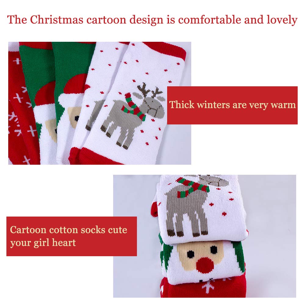 WTTORDE 3 PCS Cute Kid Sock Warm Winter Crew Socks Unisex Cotton Socks Xmas Gift（M） - Medaid International