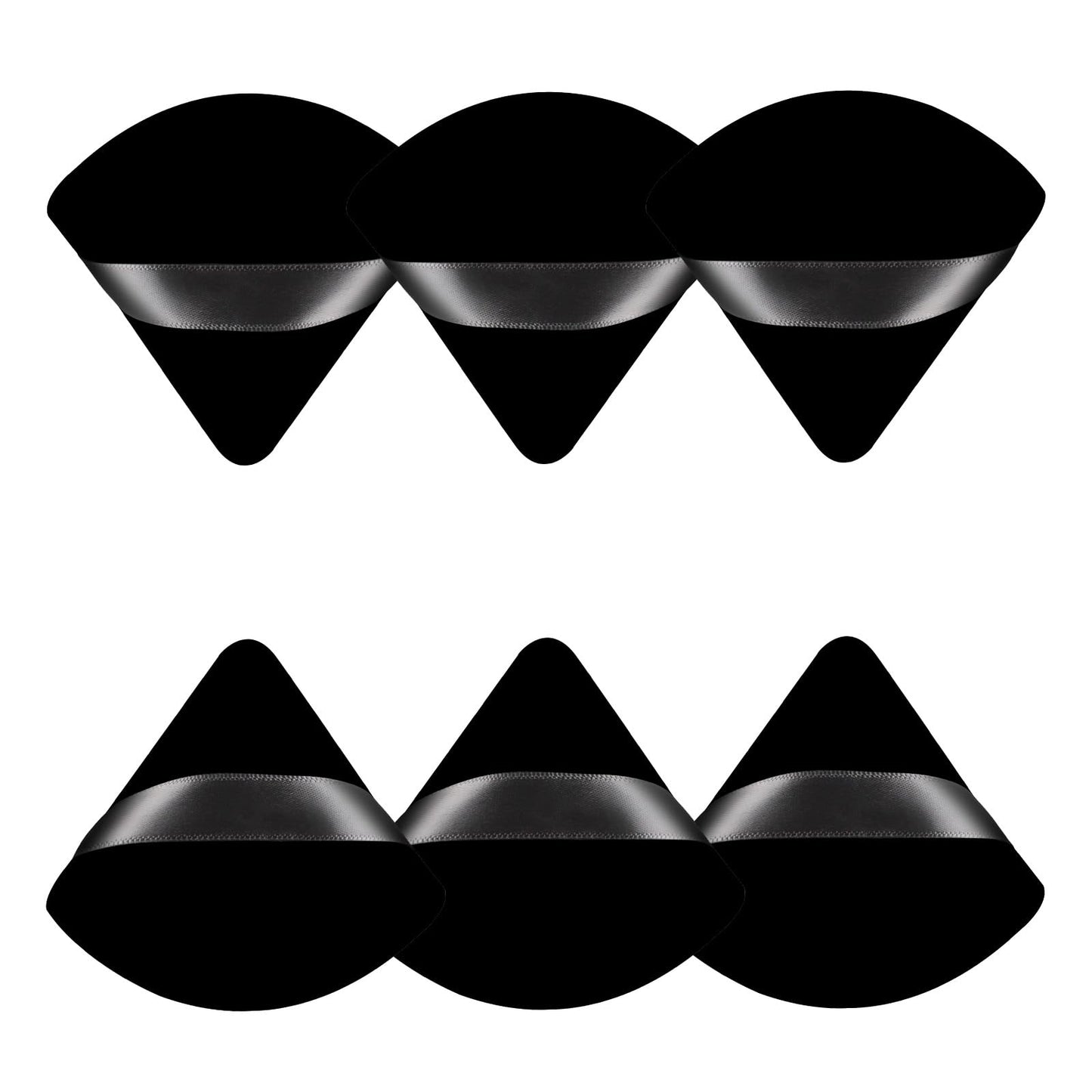 6 Pcs Triangle Powder Puff, Black Face Soft Makeup Puff, Velour Makeup Sponge Beauty Blender for Loose Powder - Medaid International
