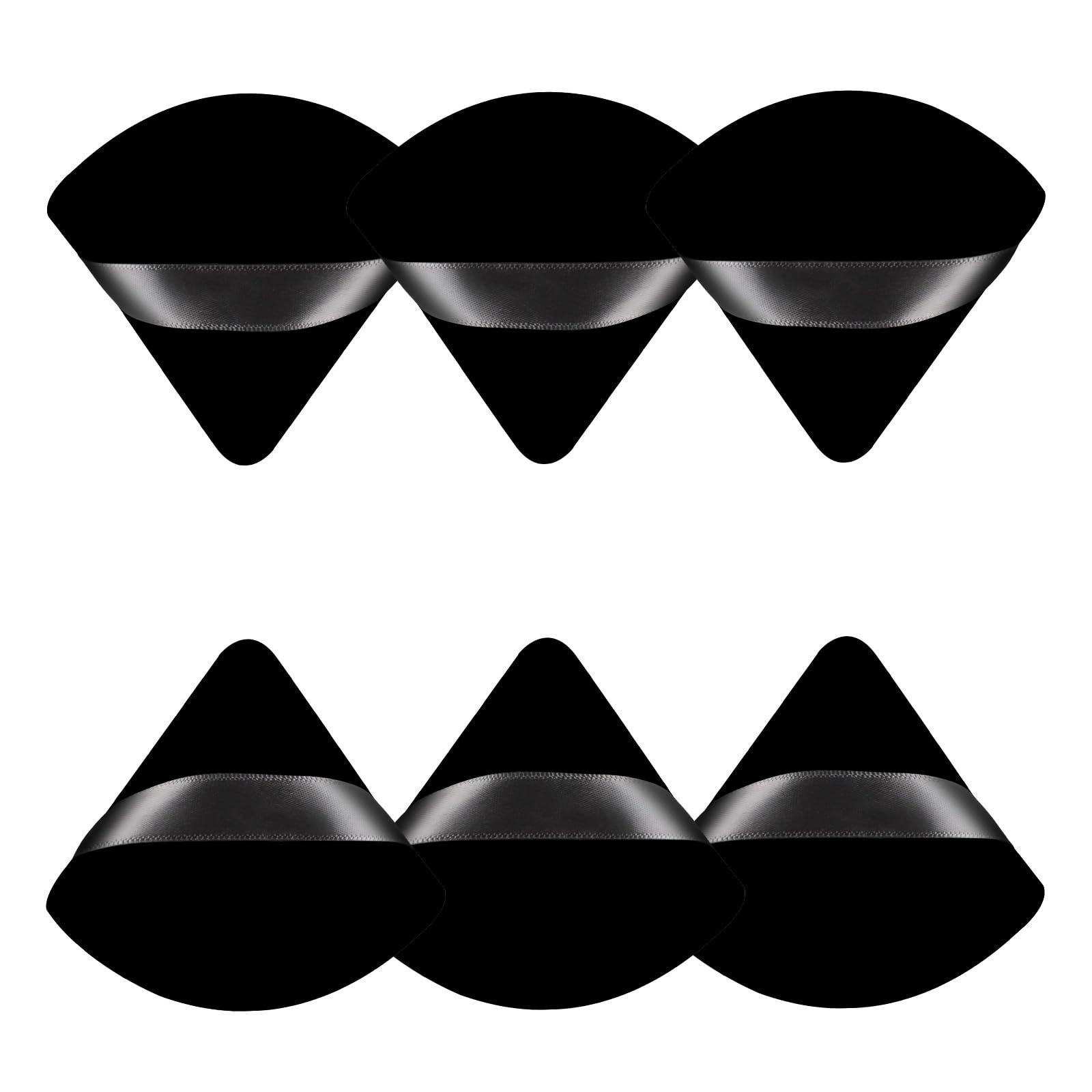 6 Pcs Triangle Powder Puff, Black Face Soft Makeup Puff, Velour Makeup Sponge Beauty Blender for Loose Powder - Medaid International