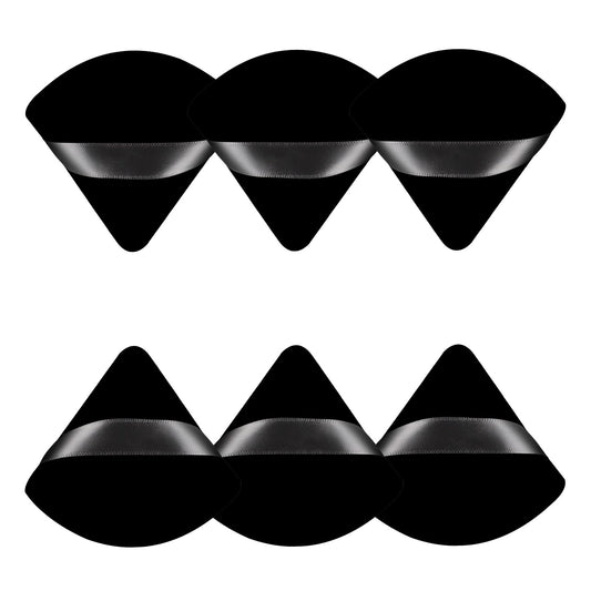 6 Pcs Triangle Powder Puff, Black Face Soft Makeup Puff, Velour Makeup Sponge Beauty Blender for Loose Powder - Medaid International