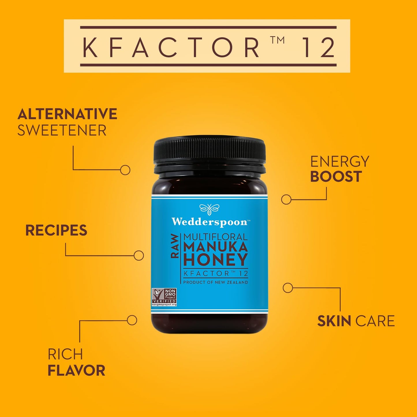 Wedderspoon Raw Premium Manuka Honey, KFactor 12, 8.8 Oz, Unpasteurized, Genuine New Zealand Honey, Non-GMO Superfood, Traceable from Our Hives to Your Home - Medaid International