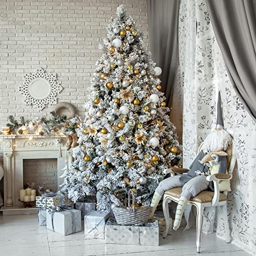 4/5/6/7FT Artificial Christmas Tree, Premium Spruce Snow Flocked Artificial Holiday Xmas Tree, Rich Branch Tips, Metal Stand, Christmas Decoration for Home, Office, Party,120cm/4ft - Medaid International