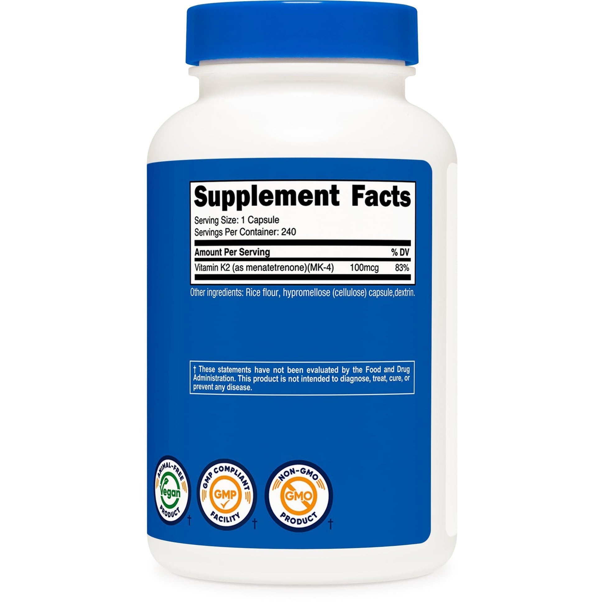 Nutricost Vitamin K2 (MK4) 240 Capsules (100mcg) - Gluten Free and Non-GMO - Medaid International