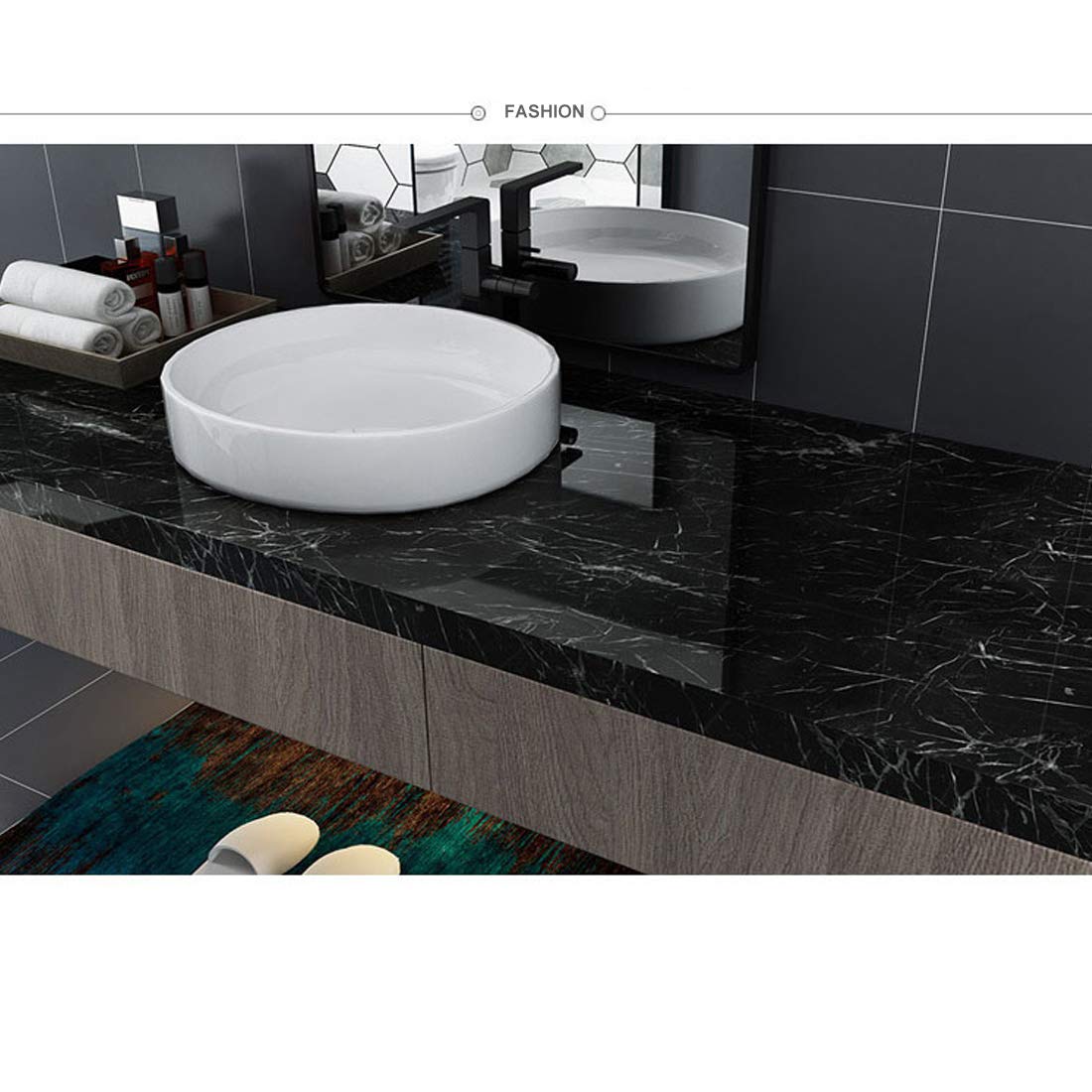 Tinkei 197'' x 16'' Marble Contact Paper, Self-Adhesive Wallpaper Countertop Granite Gray/White Roll Peel & Stick Wallpaper Waterproof PVC Removable - Medaid International