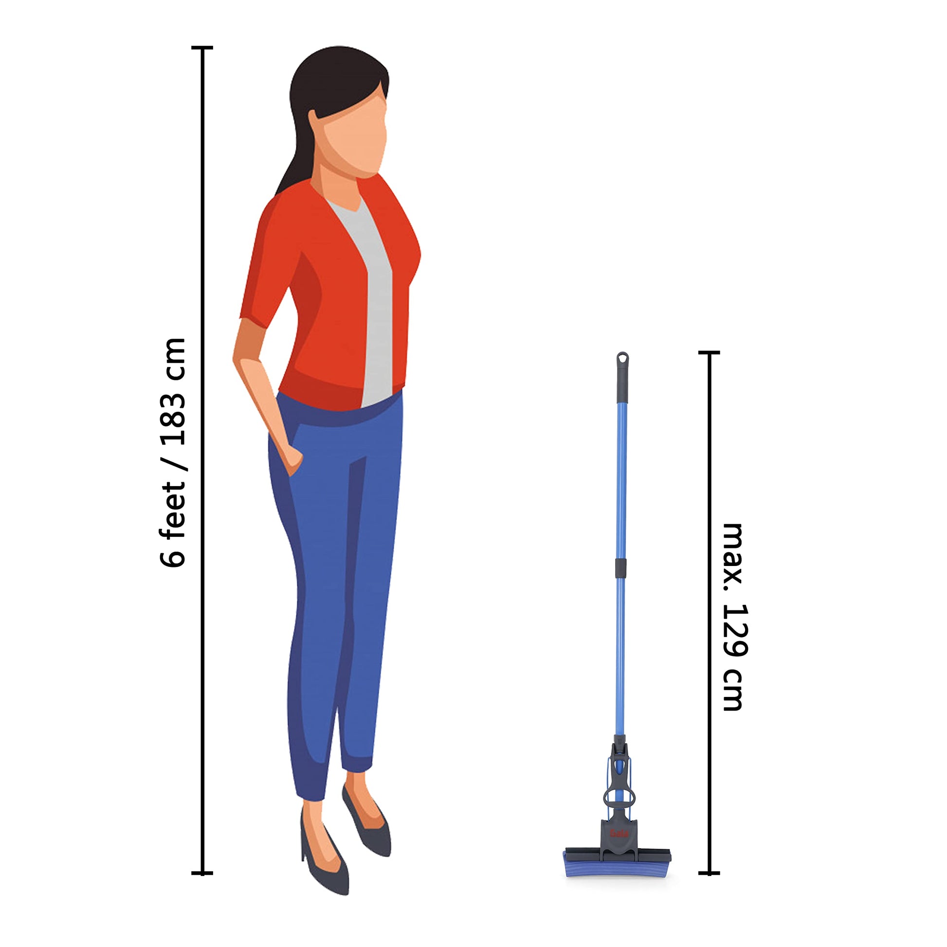 Gala PVA Sponge Mop for Floor Cleaning, Stainless Steel Butterfly mop for Cleaning Floor, Sponge Mop Stick for Bathroom Cleaning (Blue) - Medaid International