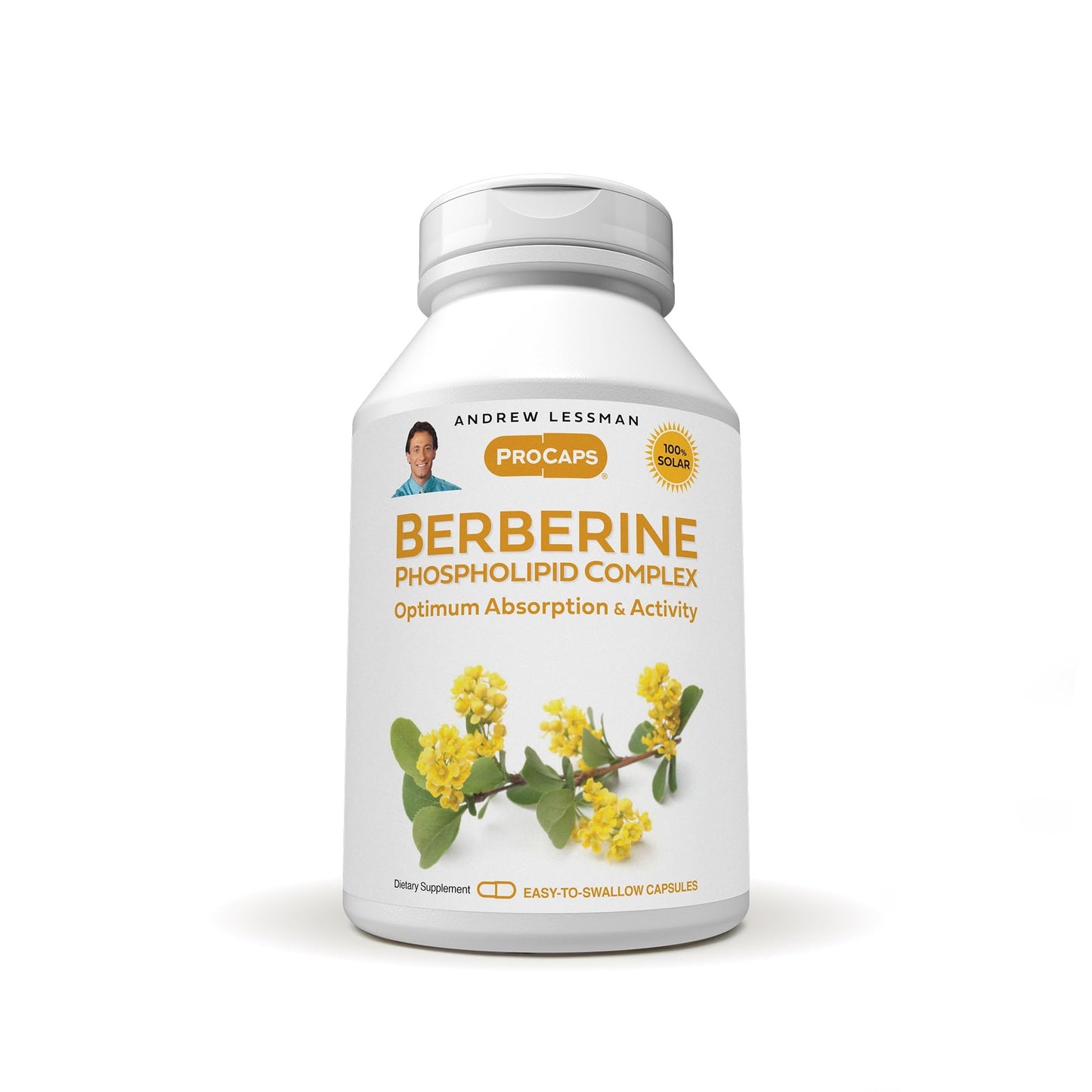 ANDREW LESSMAN Berberine Phospholipid Complex 30 Capsules - Barberry Root Extract. Small Easy to Swallow Capsules - Medaid International