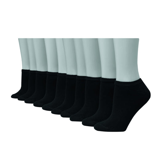 Hanes Womens Value Pack, No Show Soft Moisture-wicking Socks, Available In 10 And 14-packs, Black - 10 Pack, 5-9 US - Medaid International
