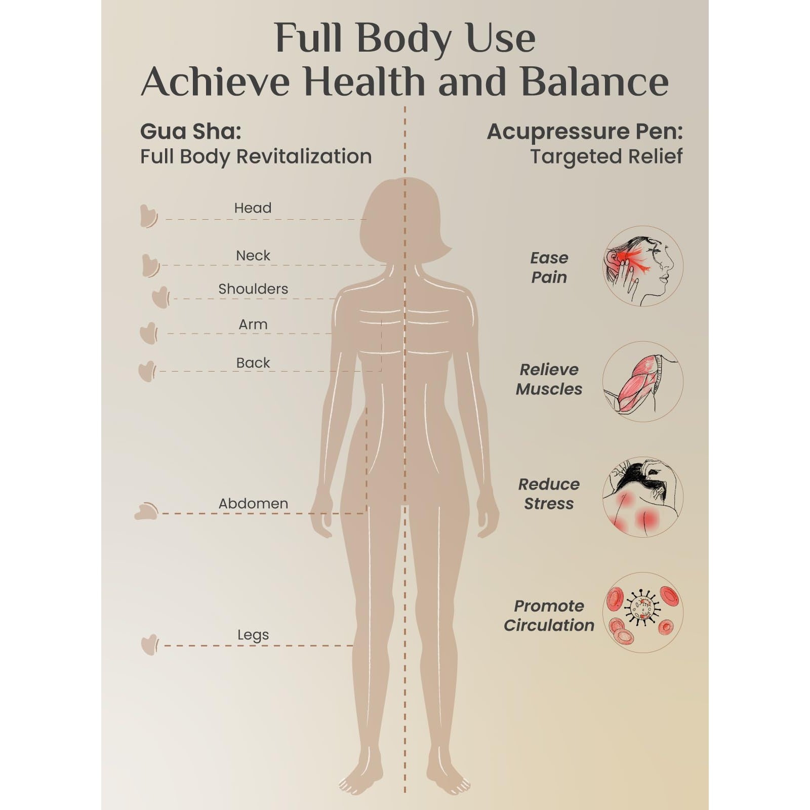 Rena Chris Acupuncture Pen, Manual Reflexology Tools for Muscle Tension and Pain Relief, Acupressure Pen and Stainless Steel Gua Sha Set with Reflexology Chart, Easy to Use - Medaid International