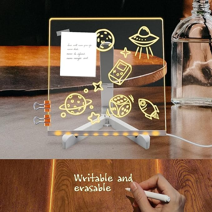 3D Acrylic Writing pad with Pen Message Board rewritable Table lamp drawing kids led - Medaid International
