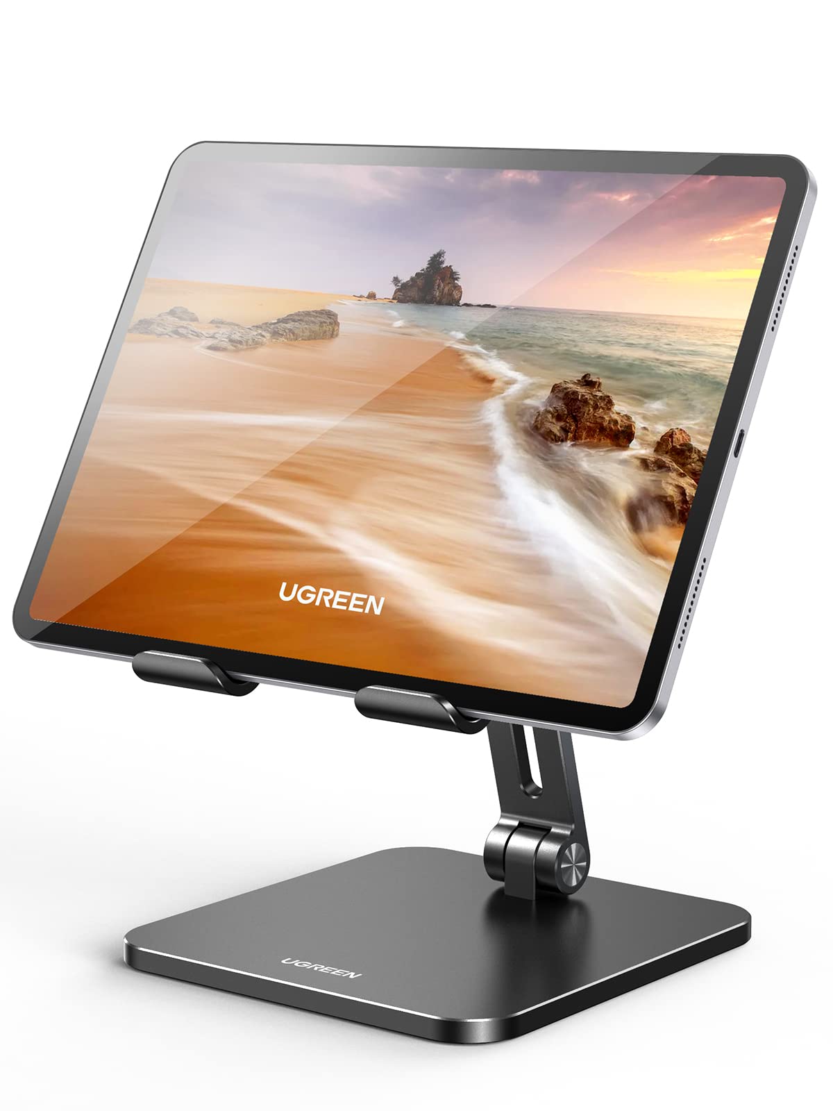 UGREEN Tablet Stand Compatible for iPad Desk Stand Holder Adjustable Aluminum Thicker Base Compatible with iPad Pro Air Mini 13 12.9 11 Inch Home Office Desk Accessories Black - Medaid International