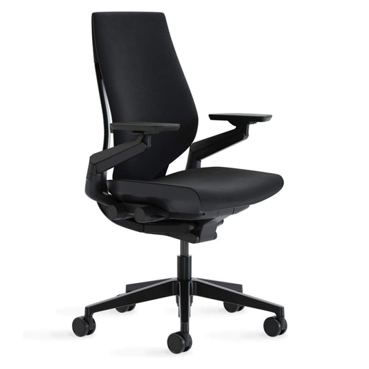 Steelcase Gesture Office Chair - Ergonomic Work Chair with Wheels for Carpet - Comfortable - Intuitive-to-Adjust for Desk - 360-Degree Arms - Licorice Fabric, Dark Frame - Medaid International