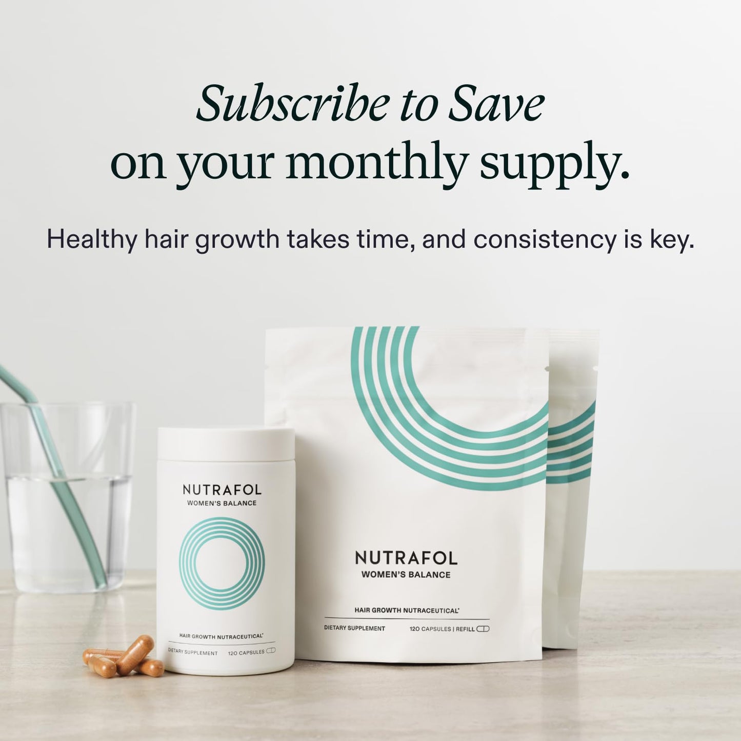Nutrafol Women's Balance Hair Growth Supplements, Ages 45 and Up, Clinically Proven for Visibly Thicker Hair and Scalp Coverage in 3-6 Months, Dermatologist Recommended - 1 Month Supply Refill Pouch - Medaid International