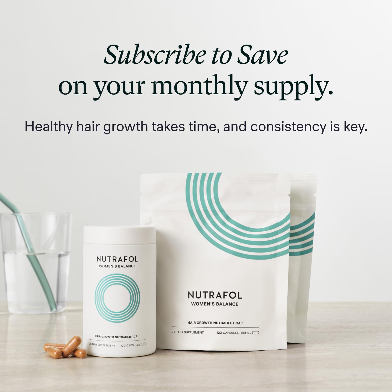 Nutrafol Women's Balance Hair Growth Supplements, Ages 45 and Up, Clinically Proven for Visibly Thicker Hair and Scalp Coverage in 3-6 Months, Dermatologist Recommended - 1 Month Supply Refill Pouch - Medaid International