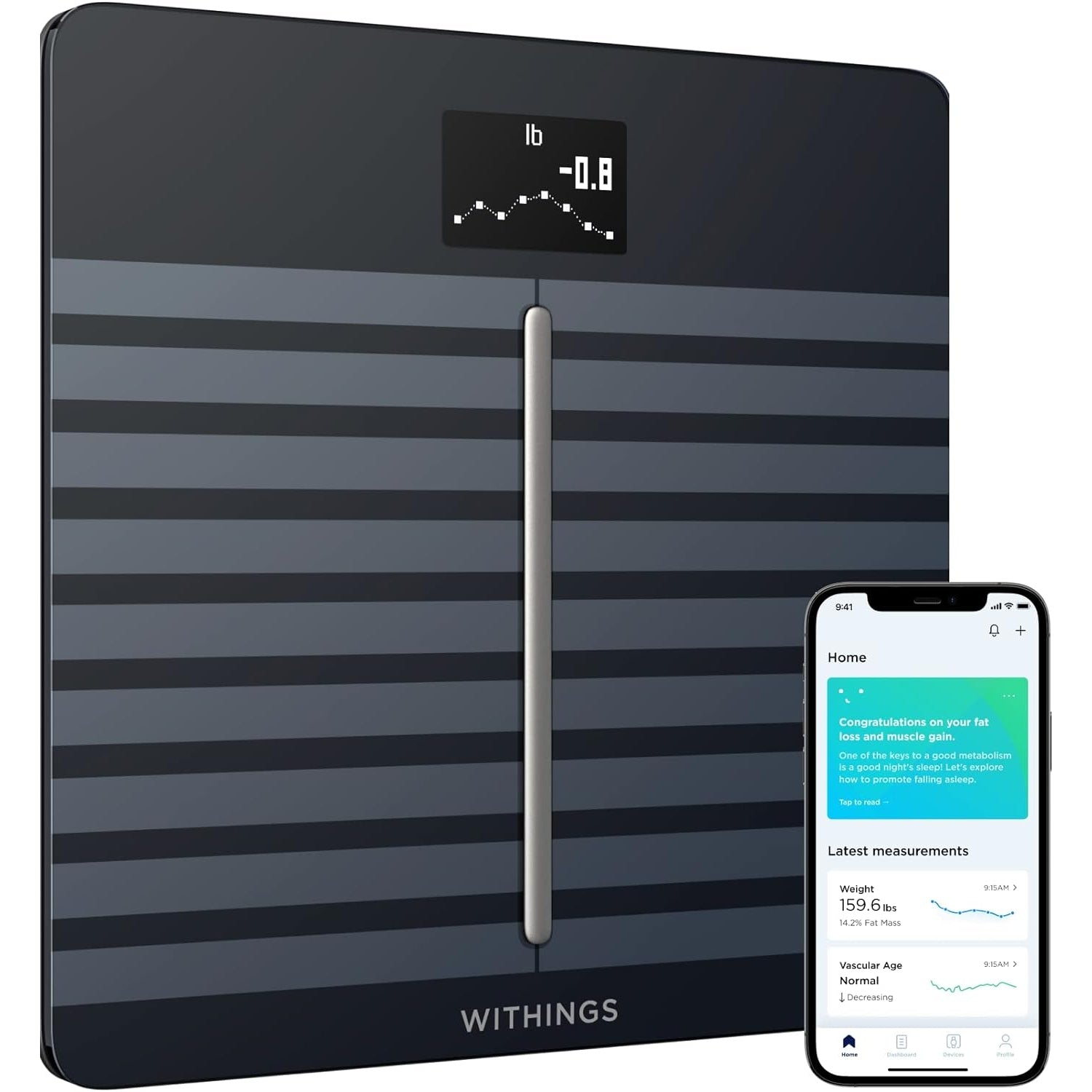 WITHINGS Smart Scales with Full Body Analysis Including Fat Content, Muscle Mass, Bone Density, Visceral Fat, Digital Personal Scales/Body Fat Scales with Bluetooth - Medaid