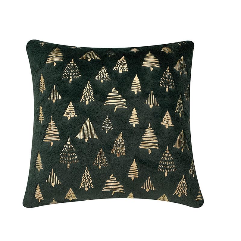 1pc Green Christmas Tree Cushion Cover, Double-Sided Gold Foil Embossing, 30×50cm, Ideal for Festive Parties and New Year Home Decor(Excludes Pillow Insert) - Medaid International