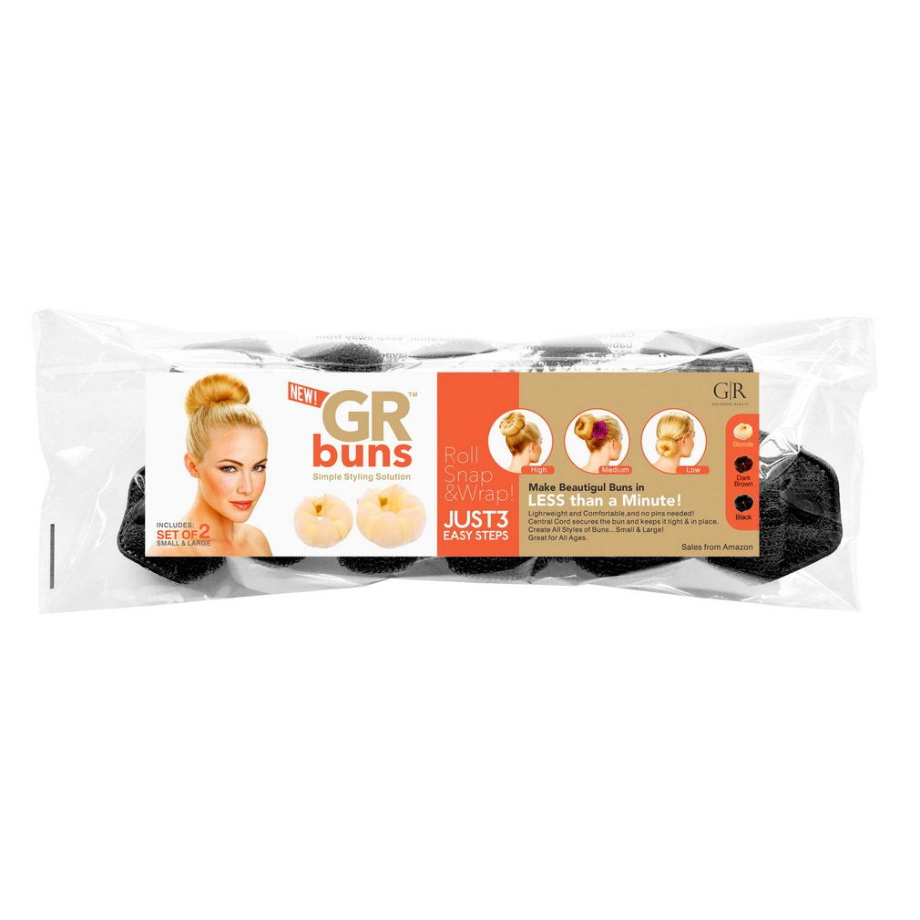 Goldrose Beauty Hair Styling Accessory - 2 Pieces Doughnut Hair Bun Maker and Curler in Small & Large (Black) - Medaid International