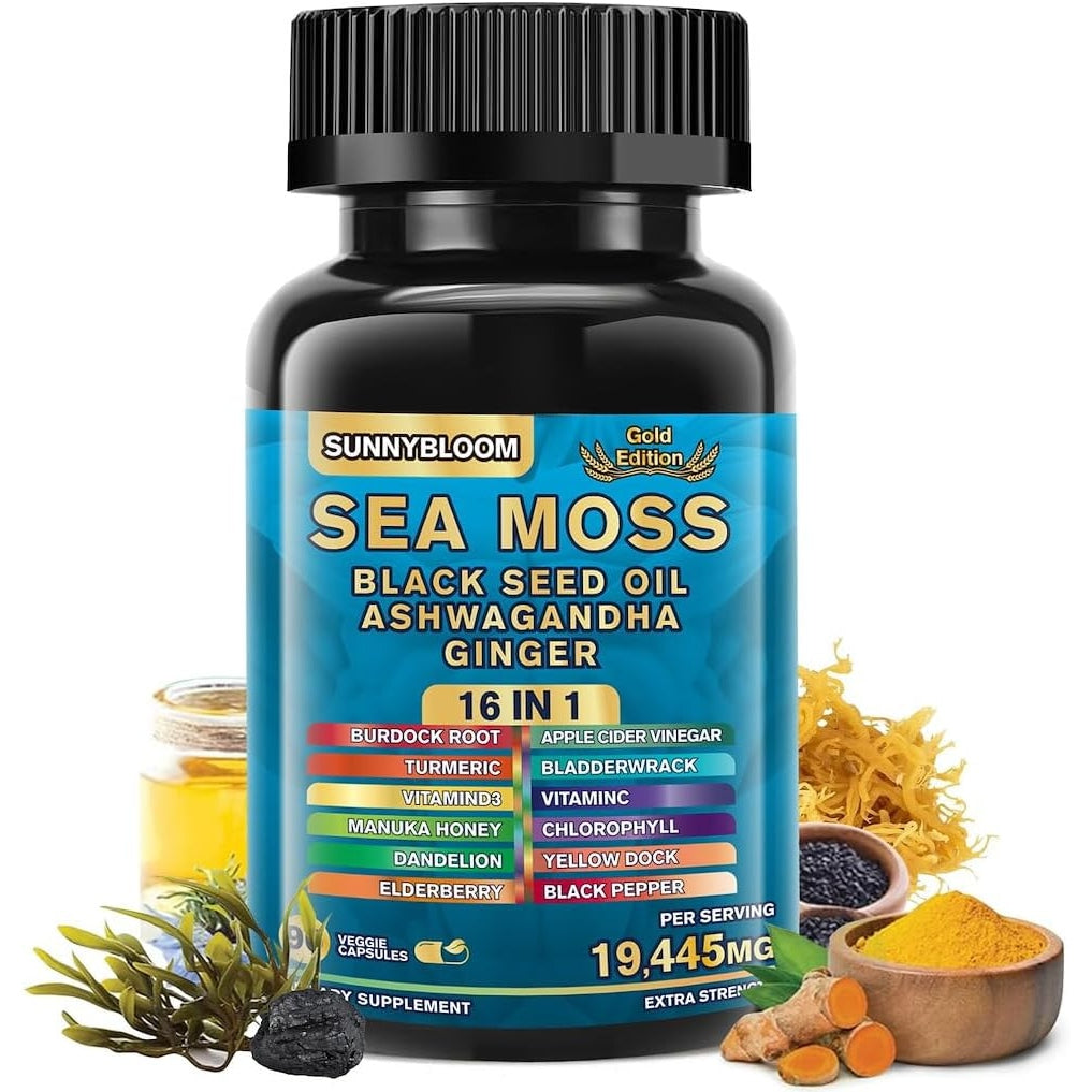 Dynamic Vitality Bundle - Sea Moss and Shilajit Combination, Enriched with Ashwagandha, Rhodiola Rosea, Ginseng, Vitamin, and Maglcmoss Blend - Medaid