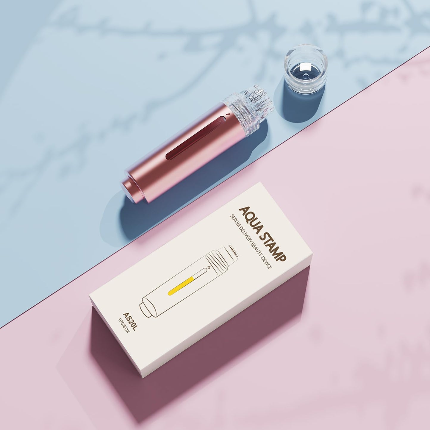 AQUA STAMP 2-in-1 Titanium Derma Stamp Pen | 0.25mm Gold Micro Infusion Hydra Needles | Manual Microneedling Tool for Face Lips Scalp Care | Fine Touch Serum Applicator - Medaid International